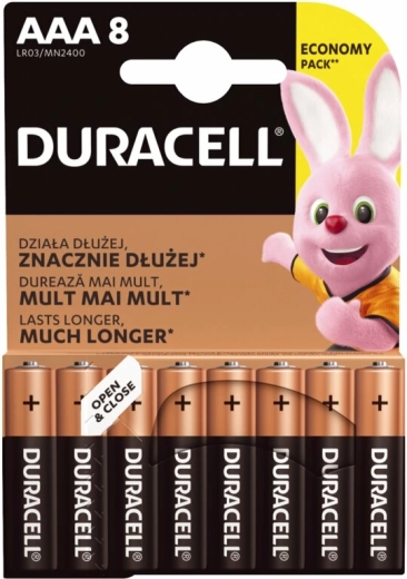 Mikrotus-batterier AAA DURACELL Basic, 8 stk.