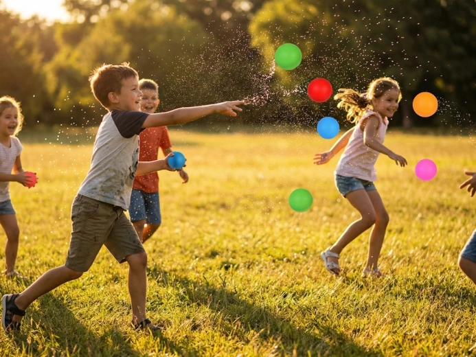 Actionfyldte vandkampe udendørs og ved poolen