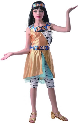 Karnevalskostume Cleopatra til piger, størrelse M (120–130 cm)