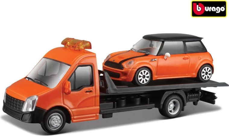 Bburago Bugserbil med Mini Cooper S orange