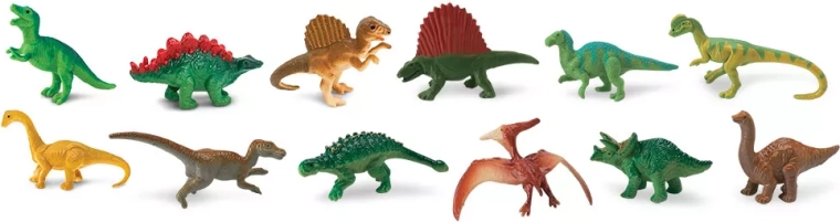 12 detaljerede minidinosaurer i ét rør