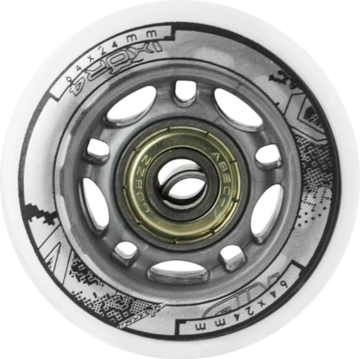 Sæt hvide PU-hjul 64 × 24 mm med ABEC 7-lejer NILS EXTREME