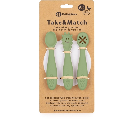 Petite&Mars silikone træningsskeer Take&Match sweet pea, 3 stk., 6m+