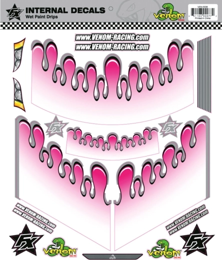 Jamara indvendig grafik/dekor Wet Paint Drops pink til Venom Racing