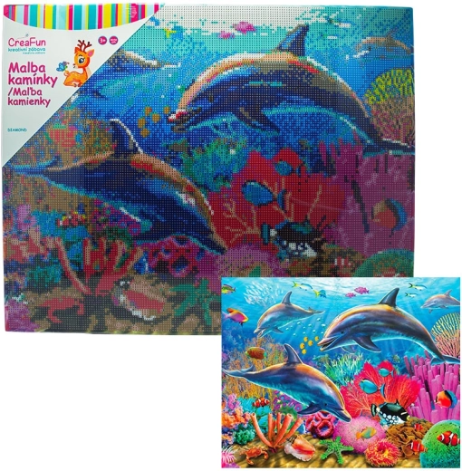 Diamantmaling – delfiner 40 × 50 cm