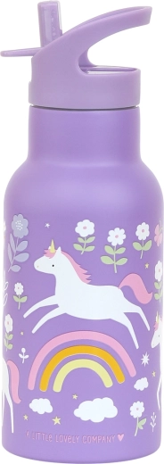 A Little Lovely Company børneflaske i rustfrit stål med enhjørninger og regnbue, 350 ml