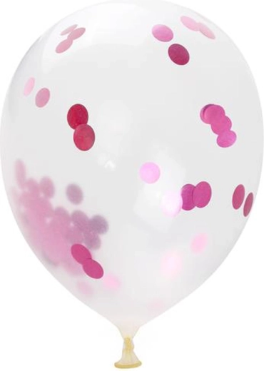 Balloner med lyserøde konfettier 30 cm (5 stk) TORO