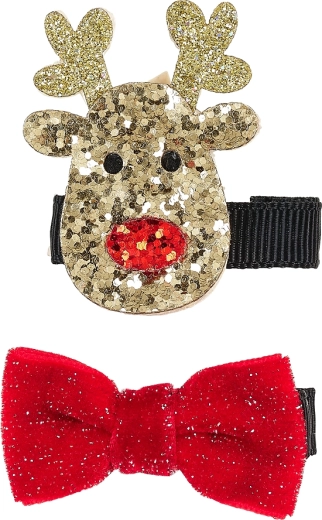 Hårspænder med rensdyr og sløjfe – 2 stk.