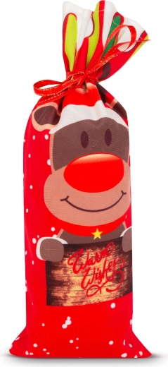 Juleflaskeholder med rensdyrmotiv og bånd