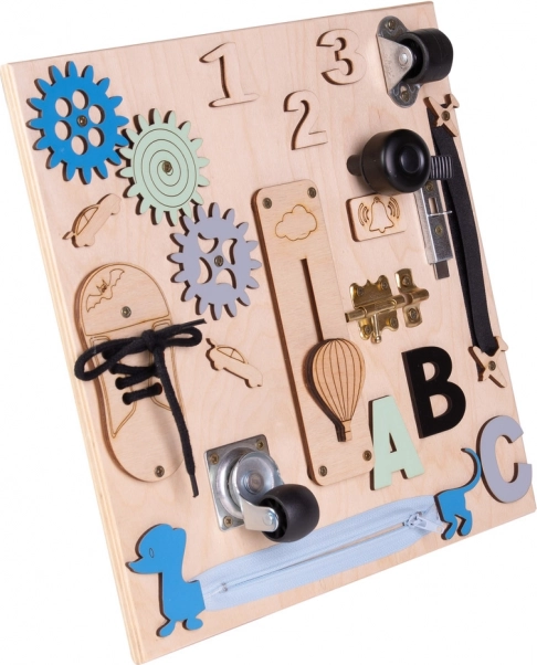 Træmanipulations- og sansetavle 30 × 30 cm