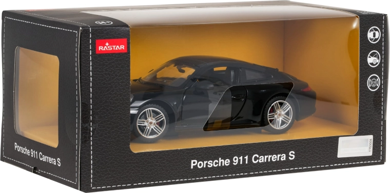 Metalmodel af Porsche 911, sort, i skala 1:24 fra RASTAR