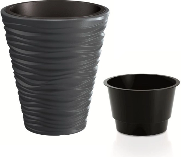 Blomsterpotte Sand med indsats 34,5 cm antracit