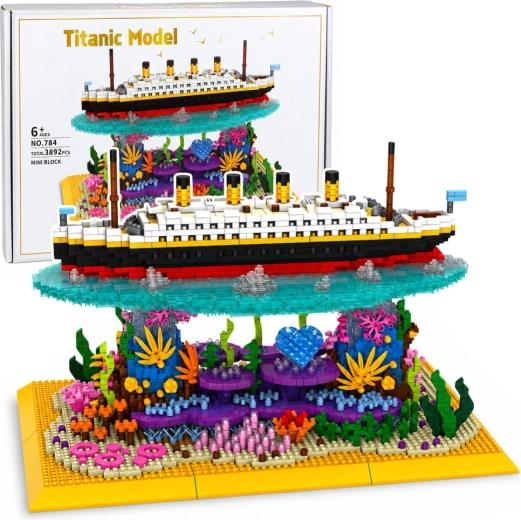 Byggesæt Titanic – model af oceandamper på koralrev (3892 dele)