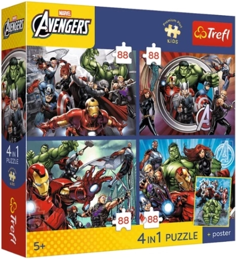 Puzzle Premium Plus Kids Avengers: heltene er iblandt os (4×88 brikker)