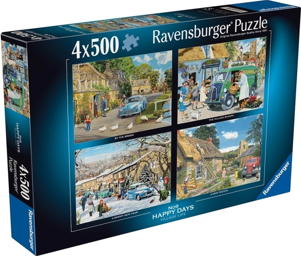 Ravensburger puslespil Happy Days: Landsbyliv 4x500 brikker