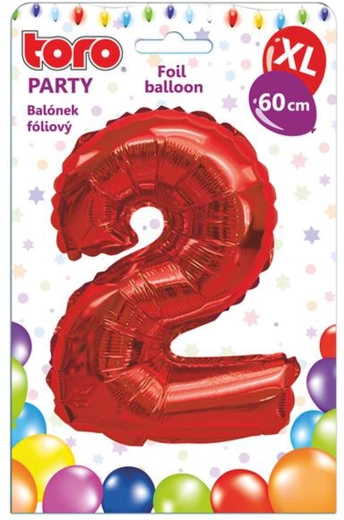 Folieballon tal 2, 60 cm, rød