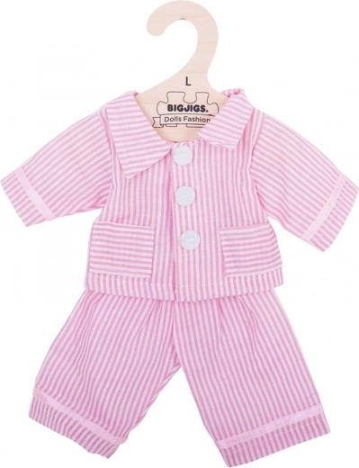 Rosa stribet pyjamas til dukke 38 cm