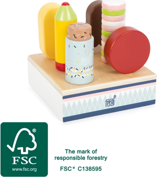 Træsæt med is på pind fresh – stativ med 6 is