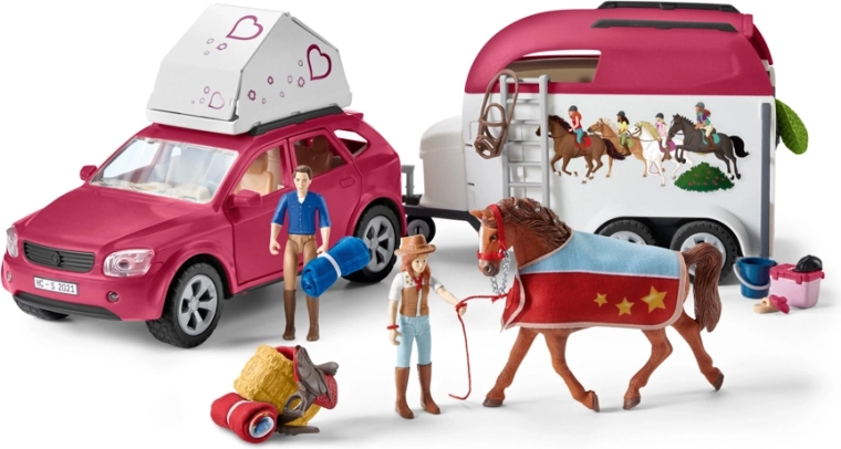 Schleich Horse Club eventyr-SUV med hestetrailer og figurer