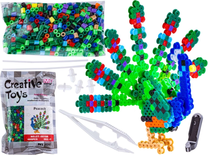Strygeperler 3D – påfugl i pose