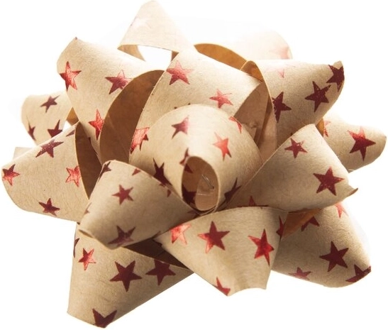 Papirroset i stjerneform af kraftpapir, beige 5 cm (mix 3 varianter)