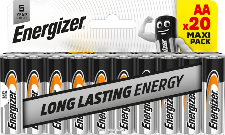 Energizer Everyday AA alkaliske batterier 1,5 V – pakke med 20 stk.