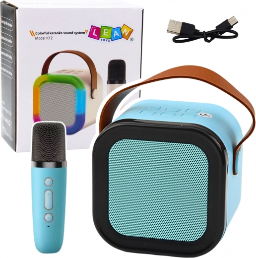 Trådløs karaokehøjttaler med mikrofon K12 RGB Bluetooth blå