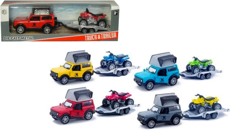 Offroadbil i metal med trailer og ATV