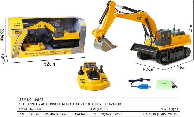 Gul RC-gravemaskine med kontrolpanel