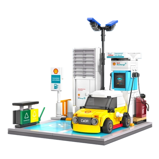 Realistisk station med fungerende ladekabel