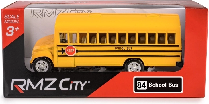 Model af skolebus RMZ City 1:97 med optræksdrev