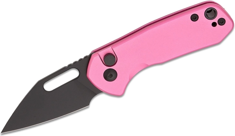 Lommekniv CJRB Mini Pyrite, 5,5 cm, sort PVD-klinge, pink aluminiumskaft