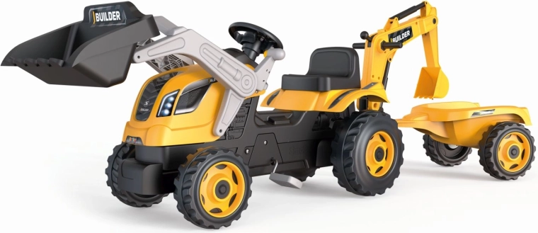 Pedaltraktor Builder Max med frontskovl og anhænger