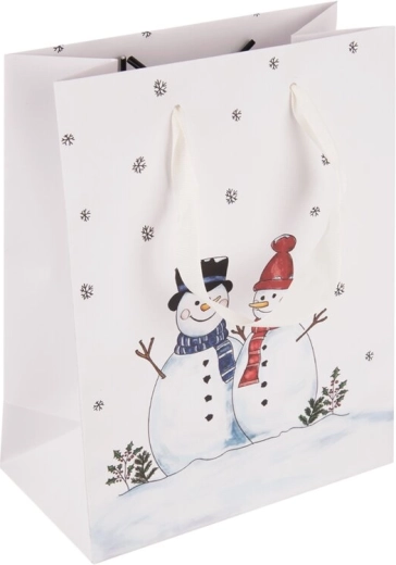 Papirgavepose med snemandmotiv 14 × 7 × 18 cm