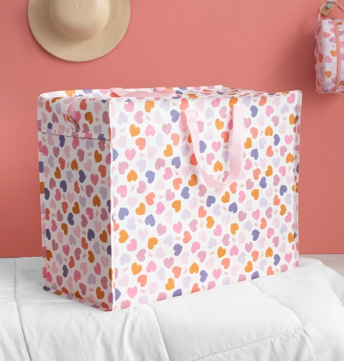 A Little Lovely Company XL opbevaringstaske med hjertemotiv