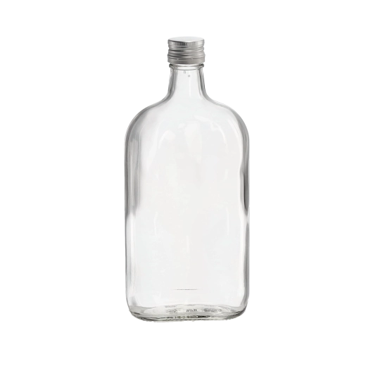 Flad glasflaske 500 ml med aluminiums skruelåg