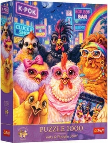 Puzzle Premium Plus Pets – selfie med høns 1000 brikker