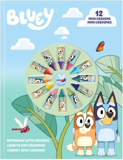 Notesbog BLUEY med 12 mini farveblyanter