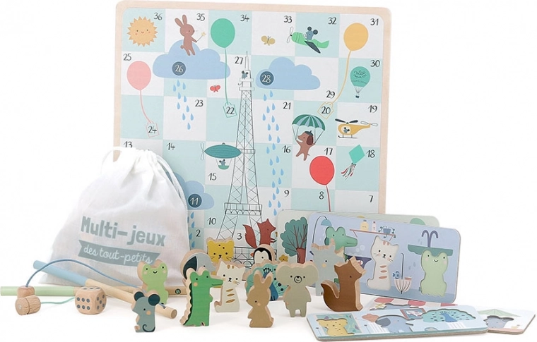 Sæt af spil med dyr til de mindste 4 i 1 Vilac