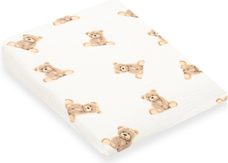 Musselinbetræk til børnepude – kile NEW BABY Standard 30×37 cm, motiv bjørn