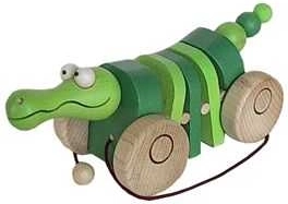 Træk krokodille af træ med klaprende lyd til børn