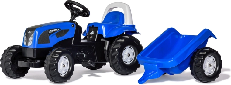 Rolly Kid Landini pedaltraktor med anhænger, blå