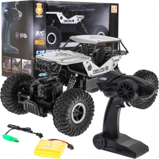 RC terrængående bil Crawler Monster 1:18 til børn 6+ – Sølv