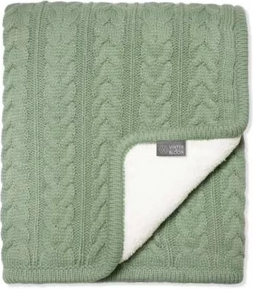 Vinter & Bloom dobbeltsidet tæppe med plys (teddy) Cuddly Basil Green