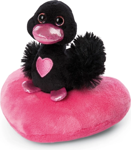 NICI plyssort svane med hjerte Love Green 10 cm