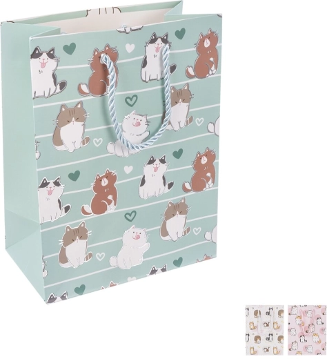 Gavepapirspose med kattemotiv 18 × 10 × 23 cm (3 varianter)