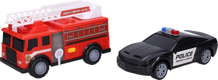 Politibil og brandbil med effekter 23 cm