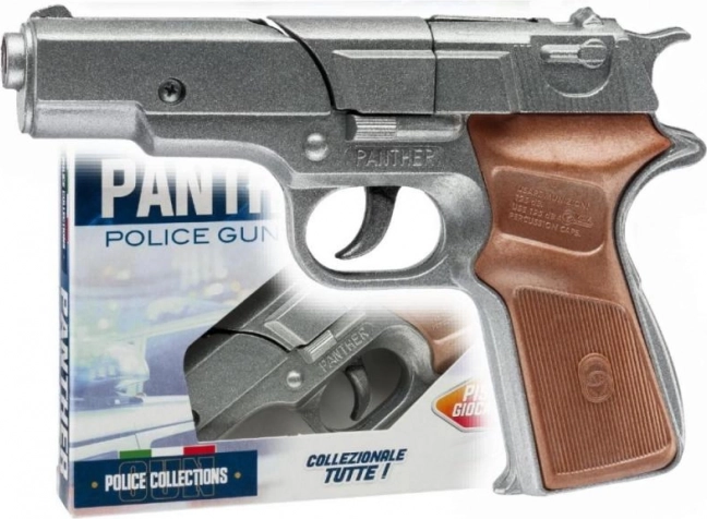 Metallisk politilomme-pistol til knaldhætter PANTHER Silver, 8-skuds