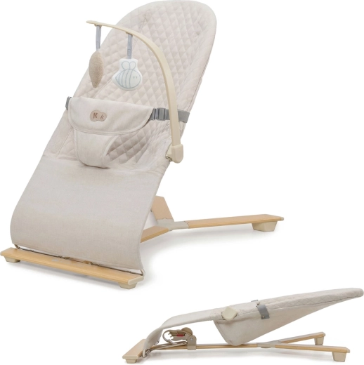 Kinderkraft skråstol og vippestol mimi beige wood op til 9 kg