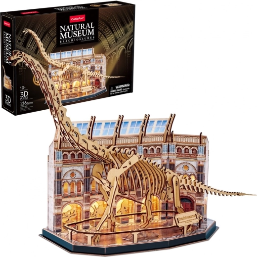 3D-puslespil med LED brachiosaurus CUBICFUN – museum med fossil